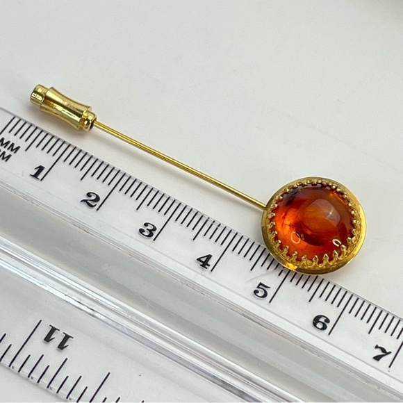 Vintage Amber Gold Filled Stick Pin - Picture 9 of 11